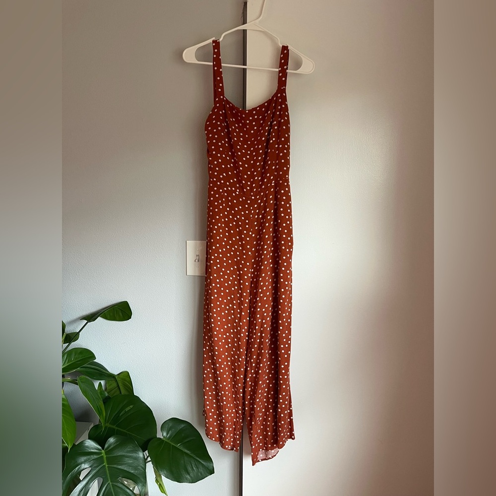 Burnt Orange with White Polka Dots Romper/Jumpsuit